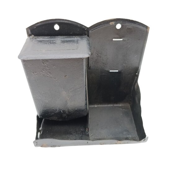 Vintage Black Metal Wall Mounted Matchbox Holder Double - Picture 2 of 4